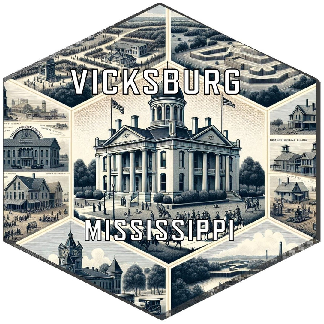 Vicksburg Mississippi Souvenir Travel Destination Die Cut Hexagon Fridge Magnet Image 1