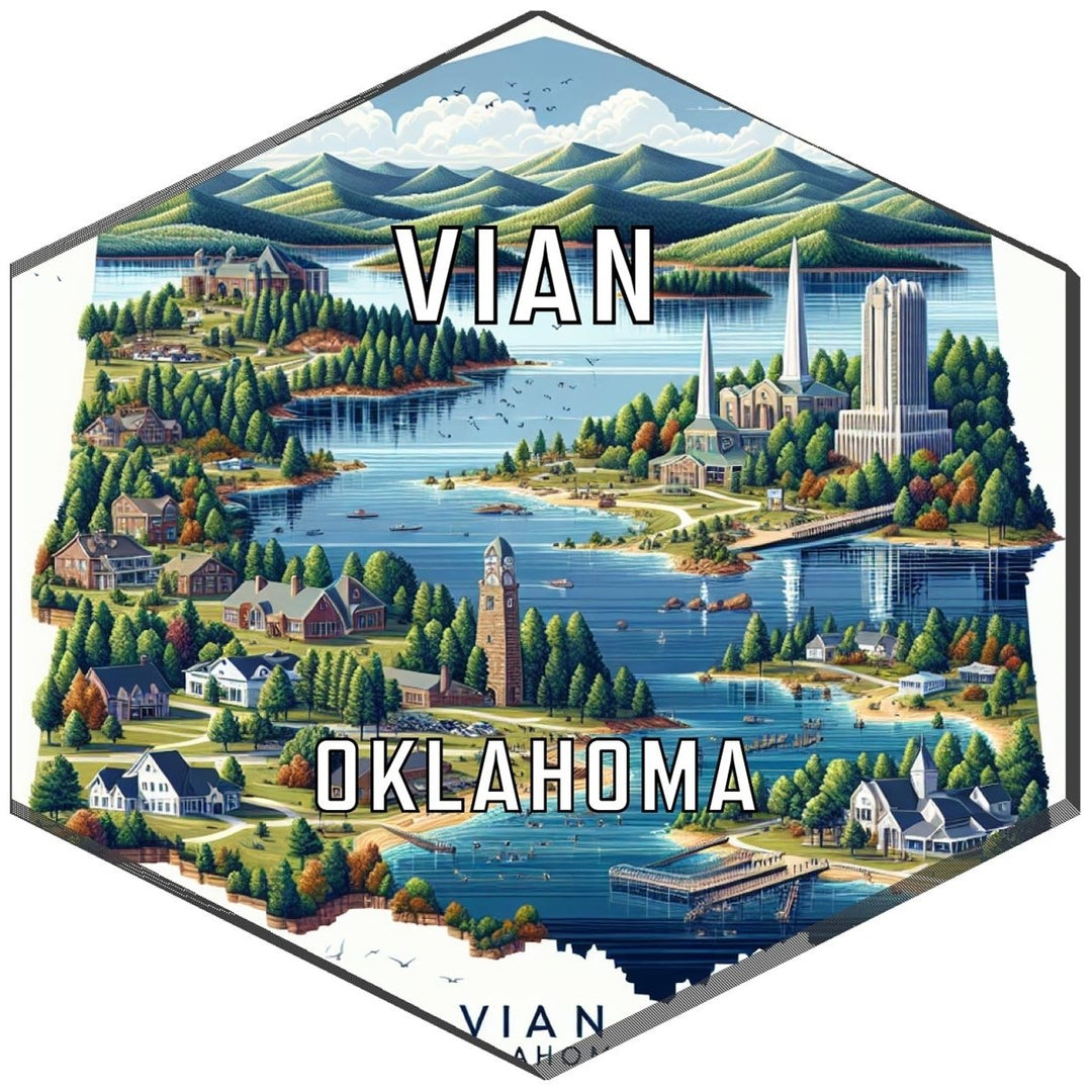 Vian Oklahoma Souvenir Travel Destination Die Cut Hexagon Fridge Magnet Image 1