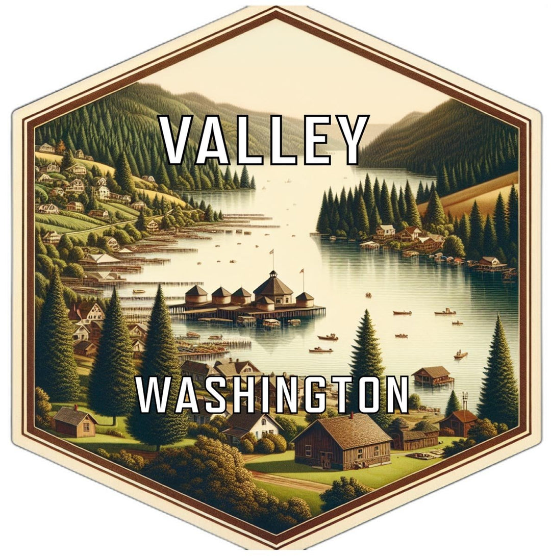 Valley Washington Souvenir Travel Destination Die Cut Hexagon Fridge Magnet Image 1