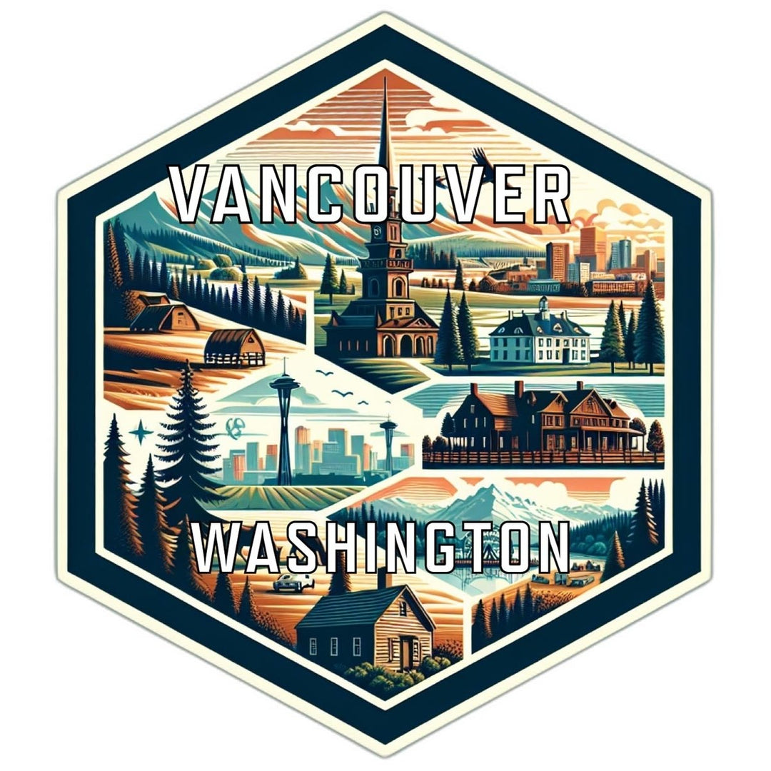 Vancouver Washington Souvenir Travel Destination Die Cut Hexagon Fridge Magnet Image 1