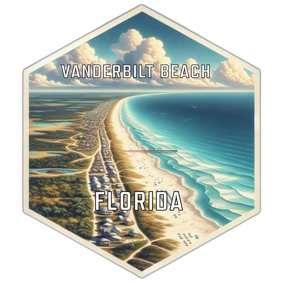 Vanderbilt Beach Florida Souvenir Travel Destination Die Cut Hexagon Fridge Magnet Image 1