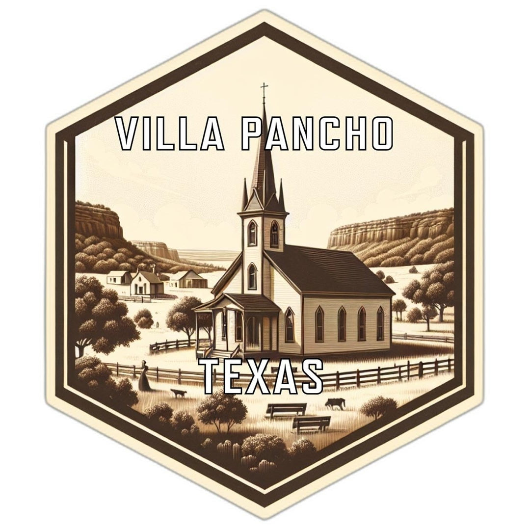 Villa Pancho Texas Souvenir Travel Destination Die Cut Hexagon Fridge Magnet Image 1