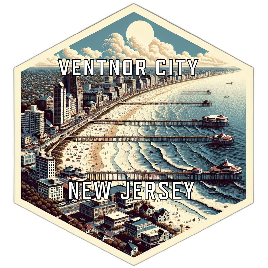 Ventnor City Jersey Souvenir Travel Destination Die Cut Hexagon Fridge Magnet Image 1