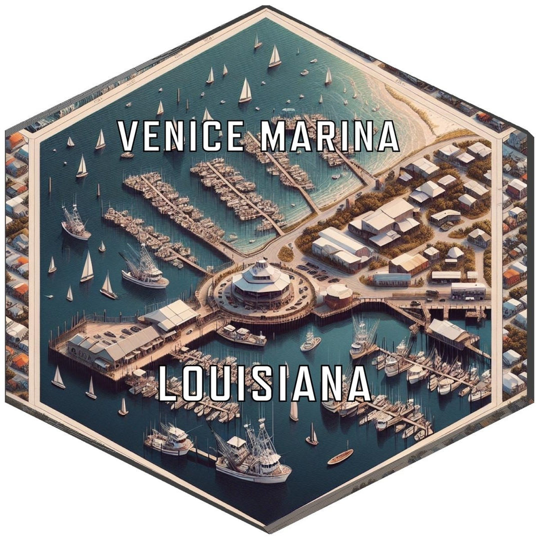 Venice Marina Louisiana Souvenir Travel Destination Die Cut Hexagon Fridge Magnet Image 1