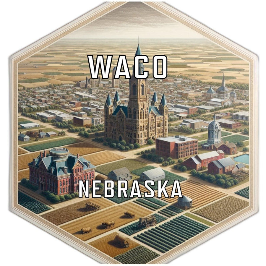 Waco Nebraska Souvenir Travel Destination Die Cut Hexagon Fridge Magnet Image 1