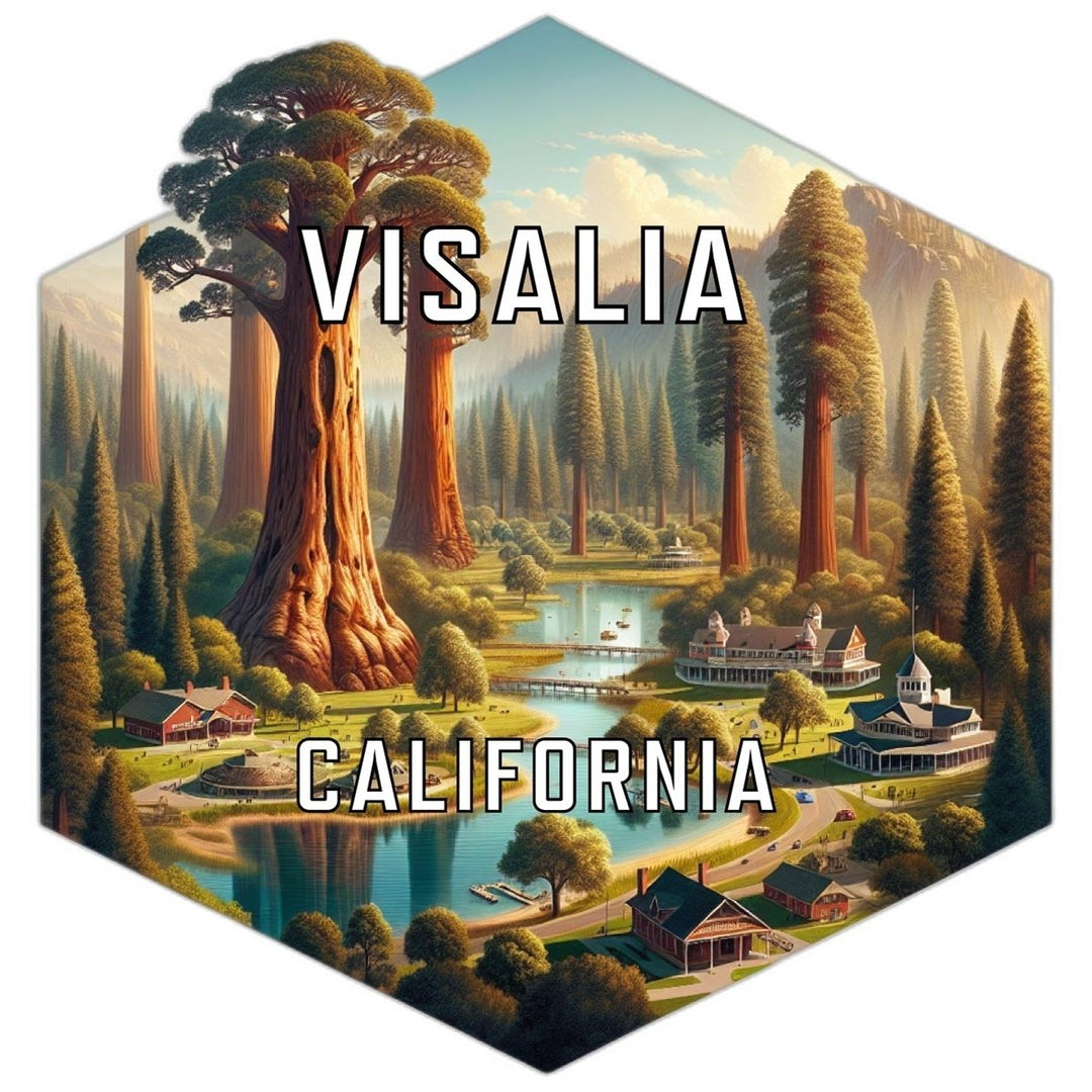 Visalia California Souvenir Travel Destination Die Cut Hexagon Fridge Magnet Image 1