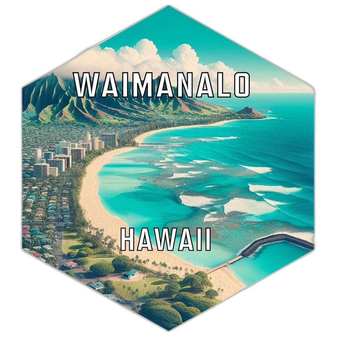 Waimanalo Hawaii Souvenir Travel Destination Die Cut Hexagon Fridge Magnet Image 1