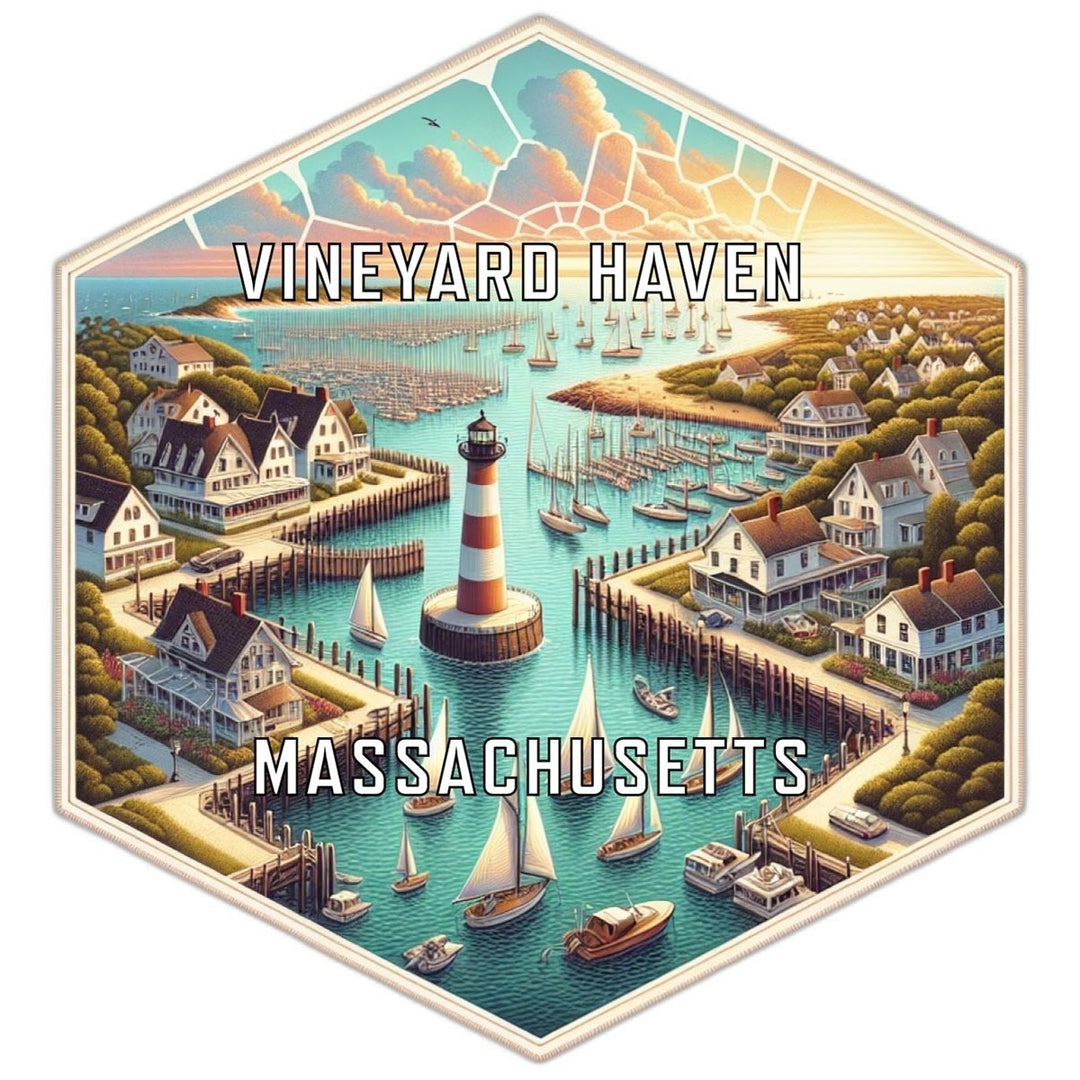 Vineyard Haven Massachusetts Souvenir Travel Destination Die Cut Hexagon Fridge Magnet Image 1