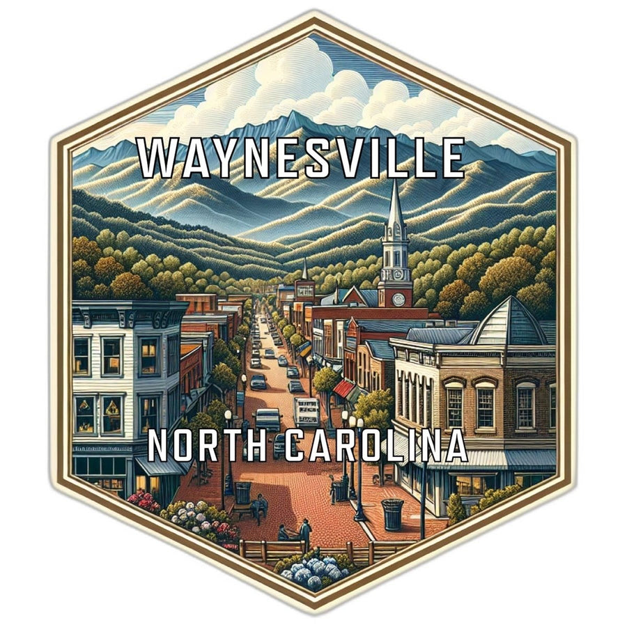 Waynesville North Carolina Souvenir Travel Destination Die Cut Hexagon Fridge Magnet Image 1