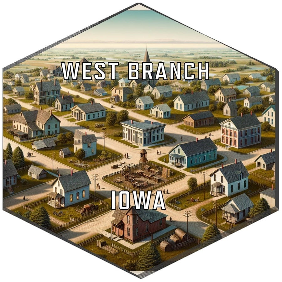 West Branch Iowa Souvenir Travel Destination Die Cut Hexagon Fridge Magnet Image 1