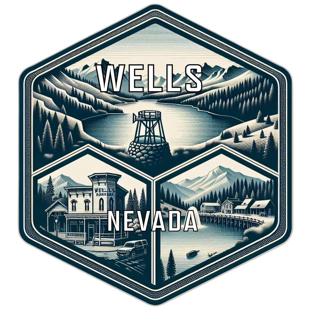 Wells Nevada Souvenir Travel Destination Die Cut Hexagon Fridge Magnet Image 1