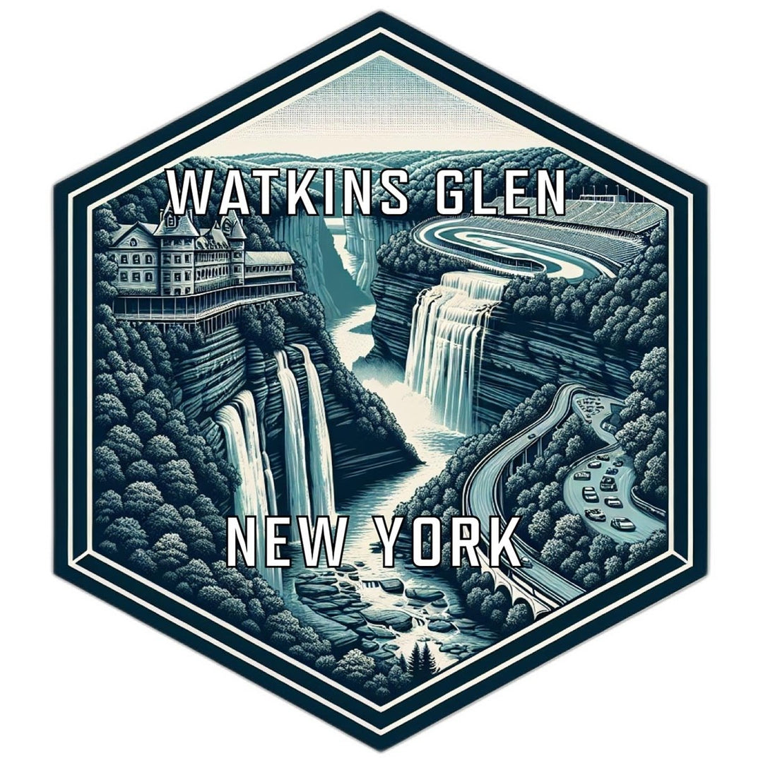 Watkins Glen York Souvenir Travel Destination Die Cut Hexagon Fridge Magnet Image 1