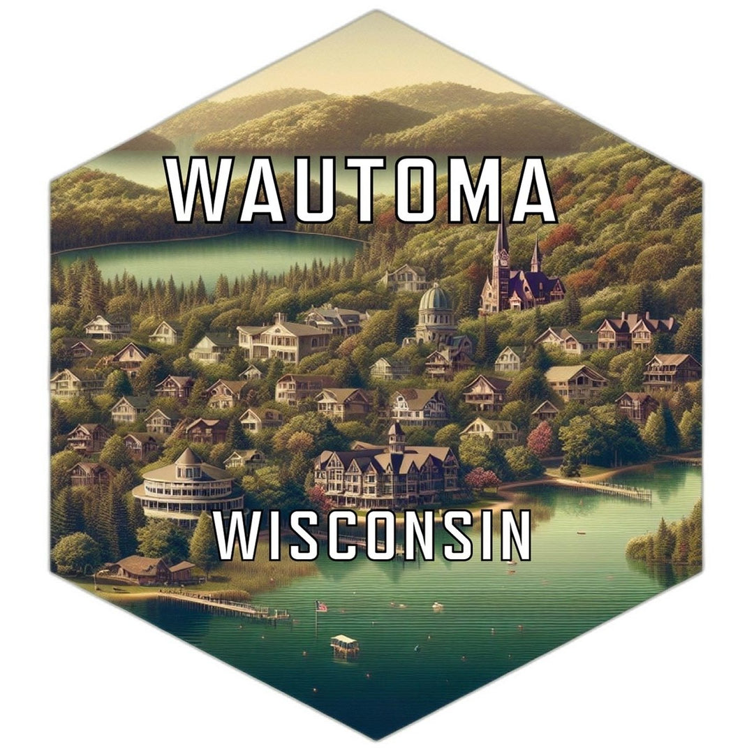 Wautoma Wisconsin Souvenir Travel Destination Die Cut Hexagon Fridge Magnet Image 1