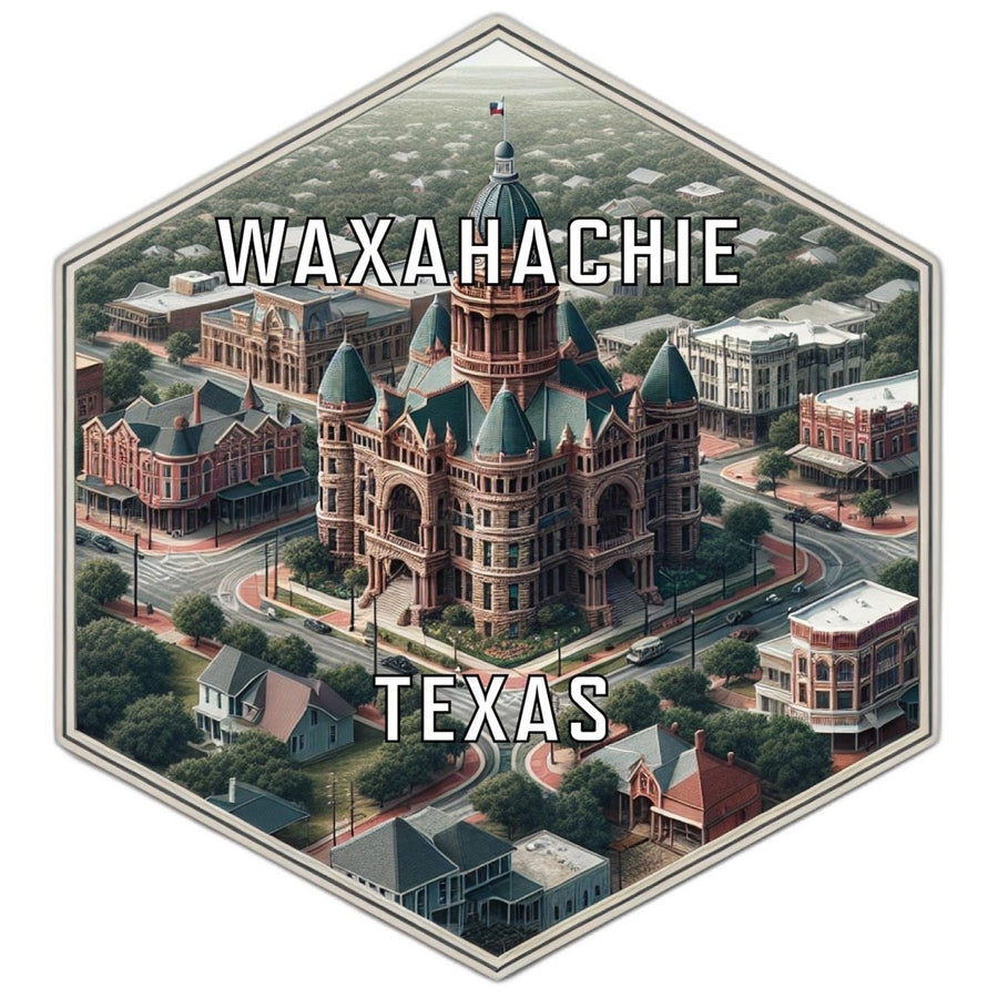 Waxahachie Texas Souvenir Travel Destination Die Cut Hexagon Fridge Magnet Image 1