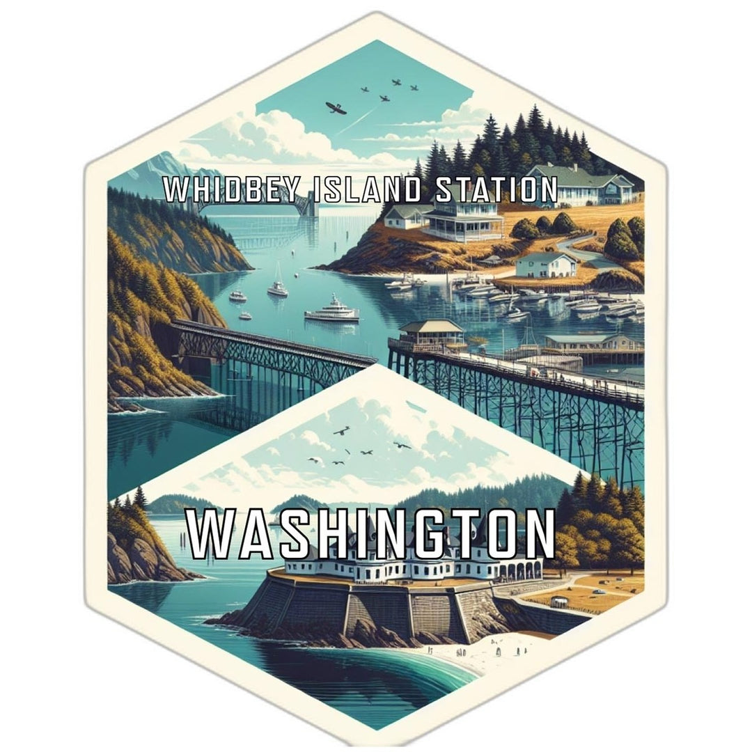 Whidbey Island Station Washington Souvenir Travel Destination Die Cut Hexagon Fridge Magnet Image 1