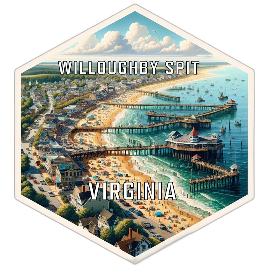 Willoughby Spit Virginia Souvenir Travel Destination Die Cut Hexagon Fridge Magnet Image 1