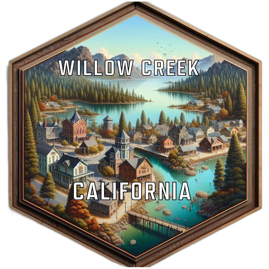 Willow Creek California Souvenir Travel Destination Die Cut Hexagon Fridge Magnet Image 1