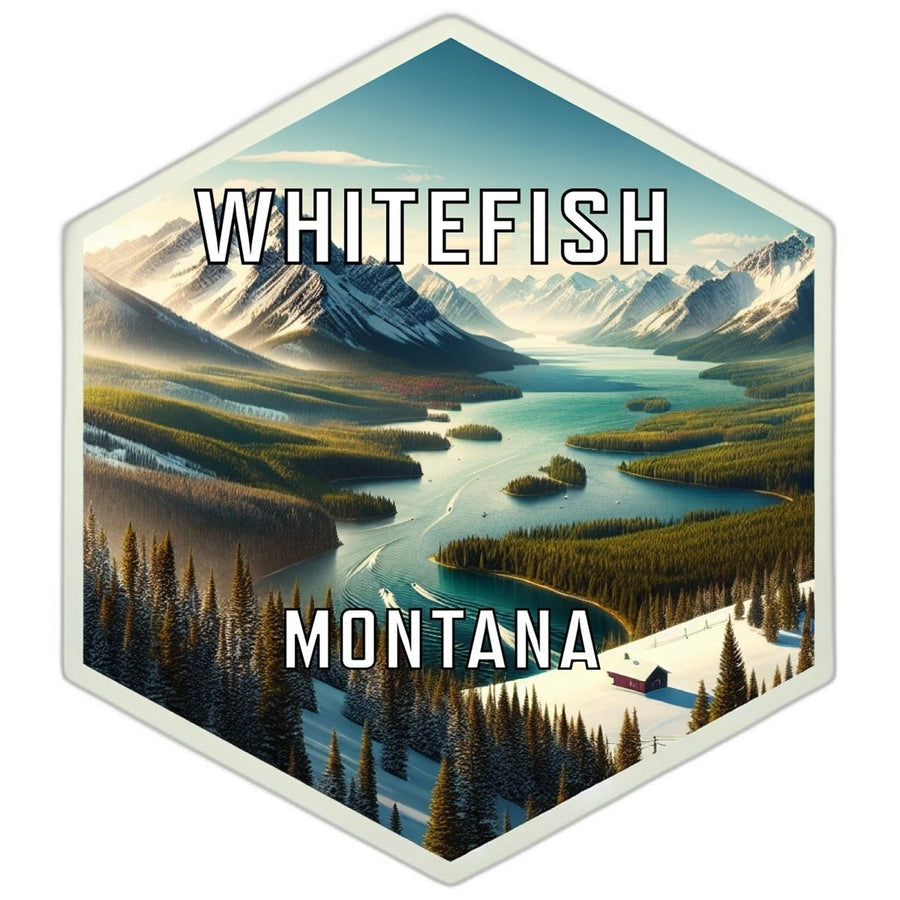 Whitefish Montana Souvenir Travel Destination Die Cut Hexagon Fridge Magnet Image 1