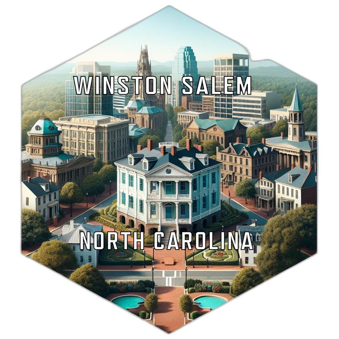 Winston Salem North Carolina Souvenir Travel Destination Die Cut Hexagon Fridge Magnet Image 1