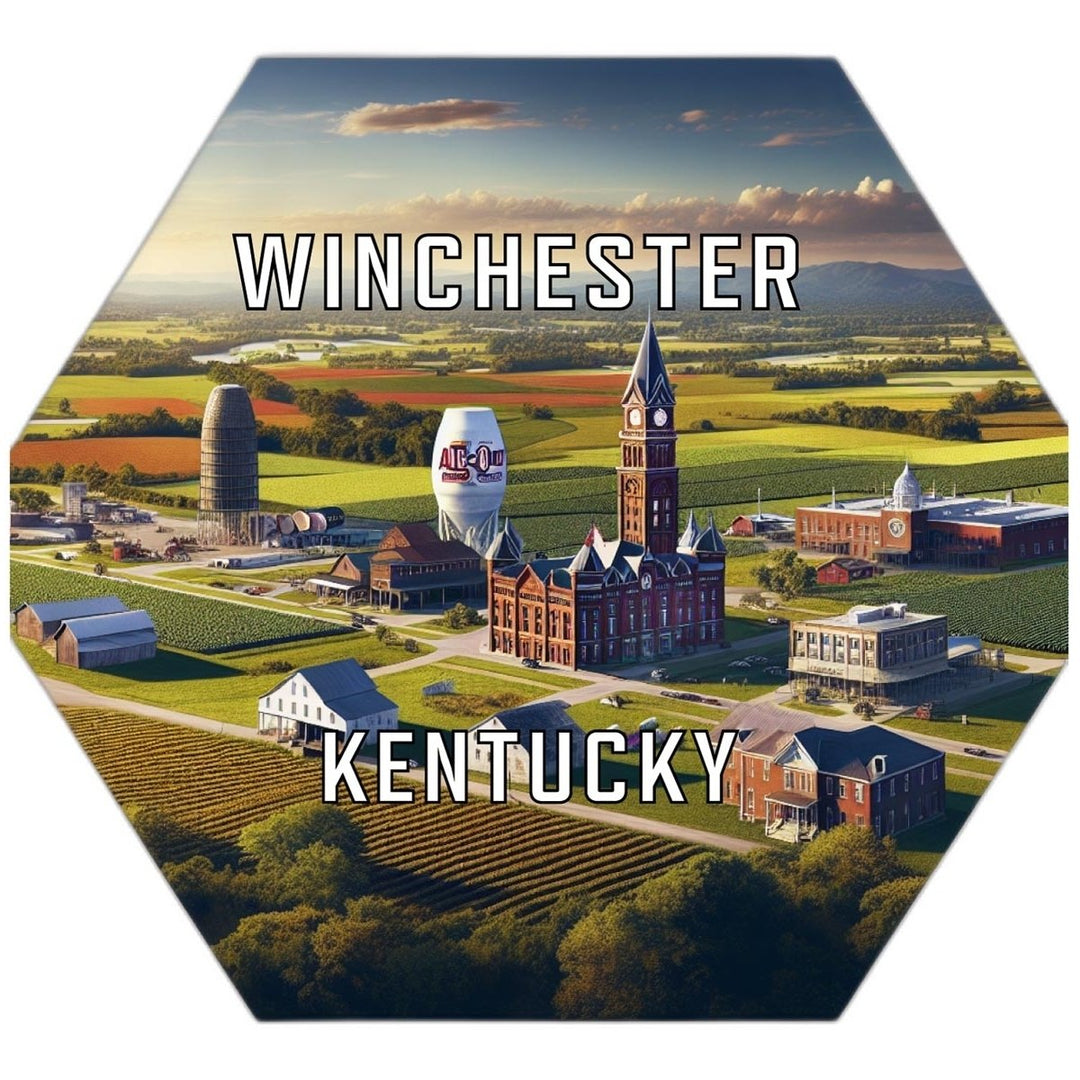 Winchester Kentucky Souvenir Travel Destination Die Cut Hexagon Fridge Magnet Image 1