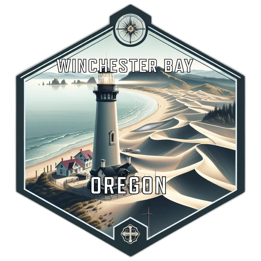 Winchester Bay Oregon Souvenir Travel Destination Die Cut Hexagon Fridge Magnet Image 1