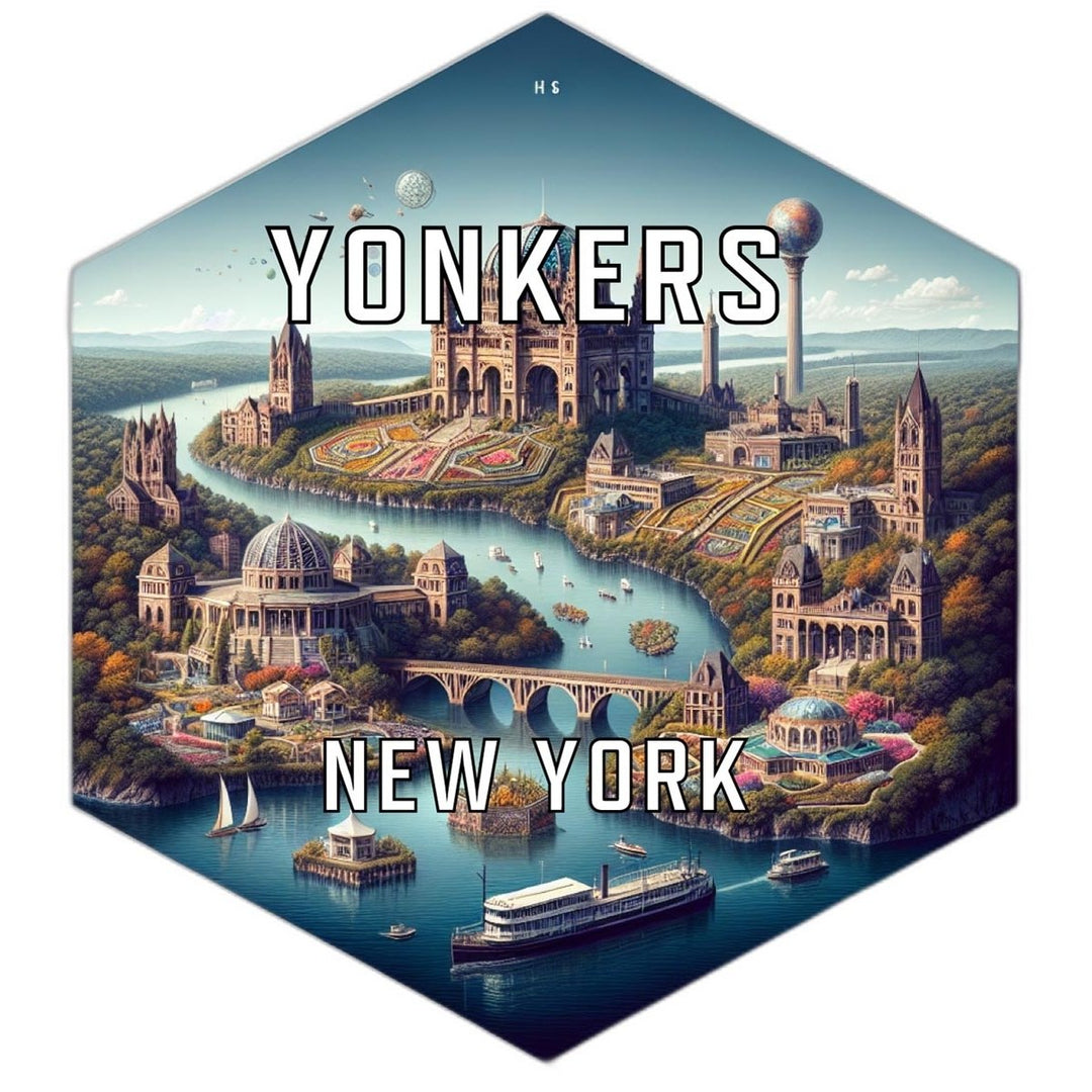 Yonkers York Souvenir Travel Destination Die Cut Hexagon Fridge Magnet Image 1