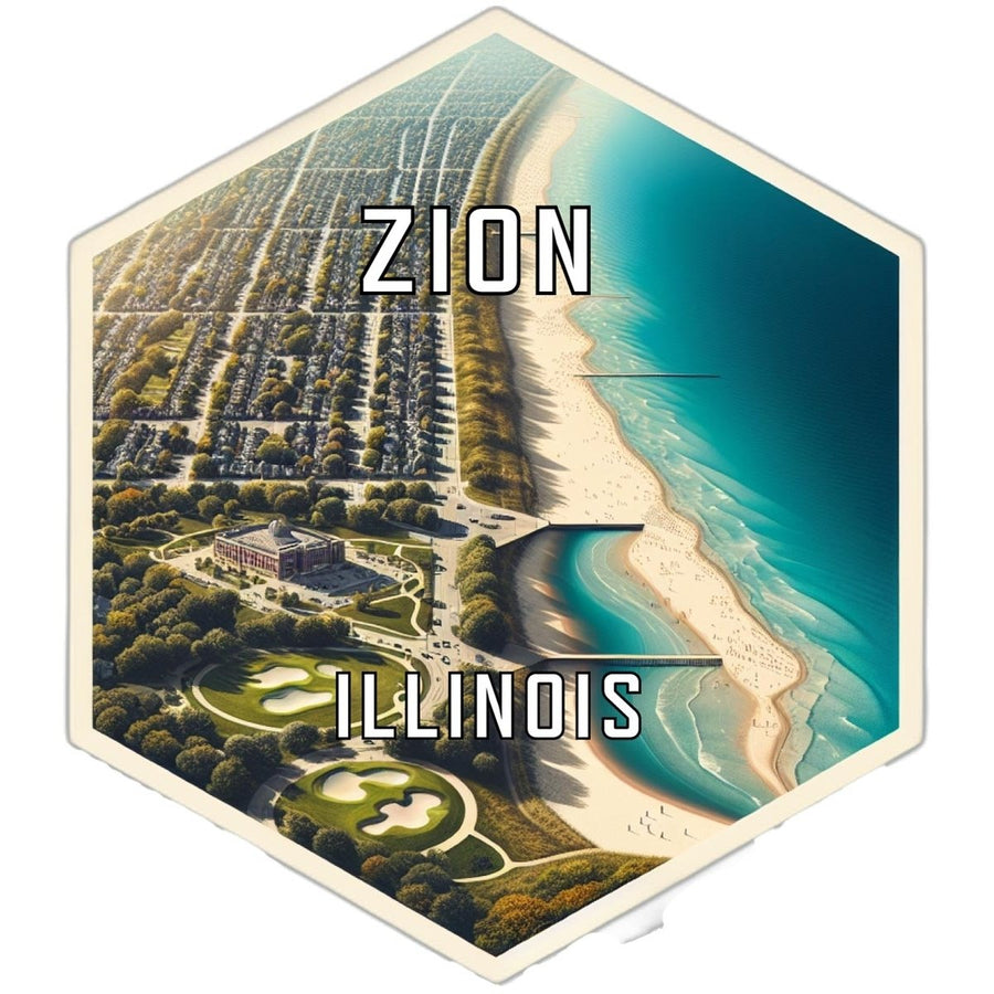 Zion Illinois Souvenir Travel Destination Die Cut Hexagon Fridge Magnet Image 1