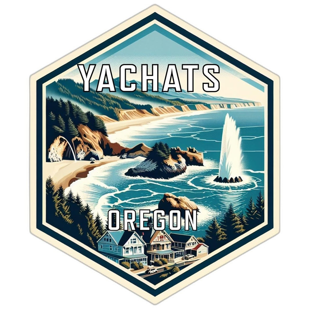 Yachats Oregon Souvenir Travel Destination Die Cut Hexagon Fridge Magnet Image 1