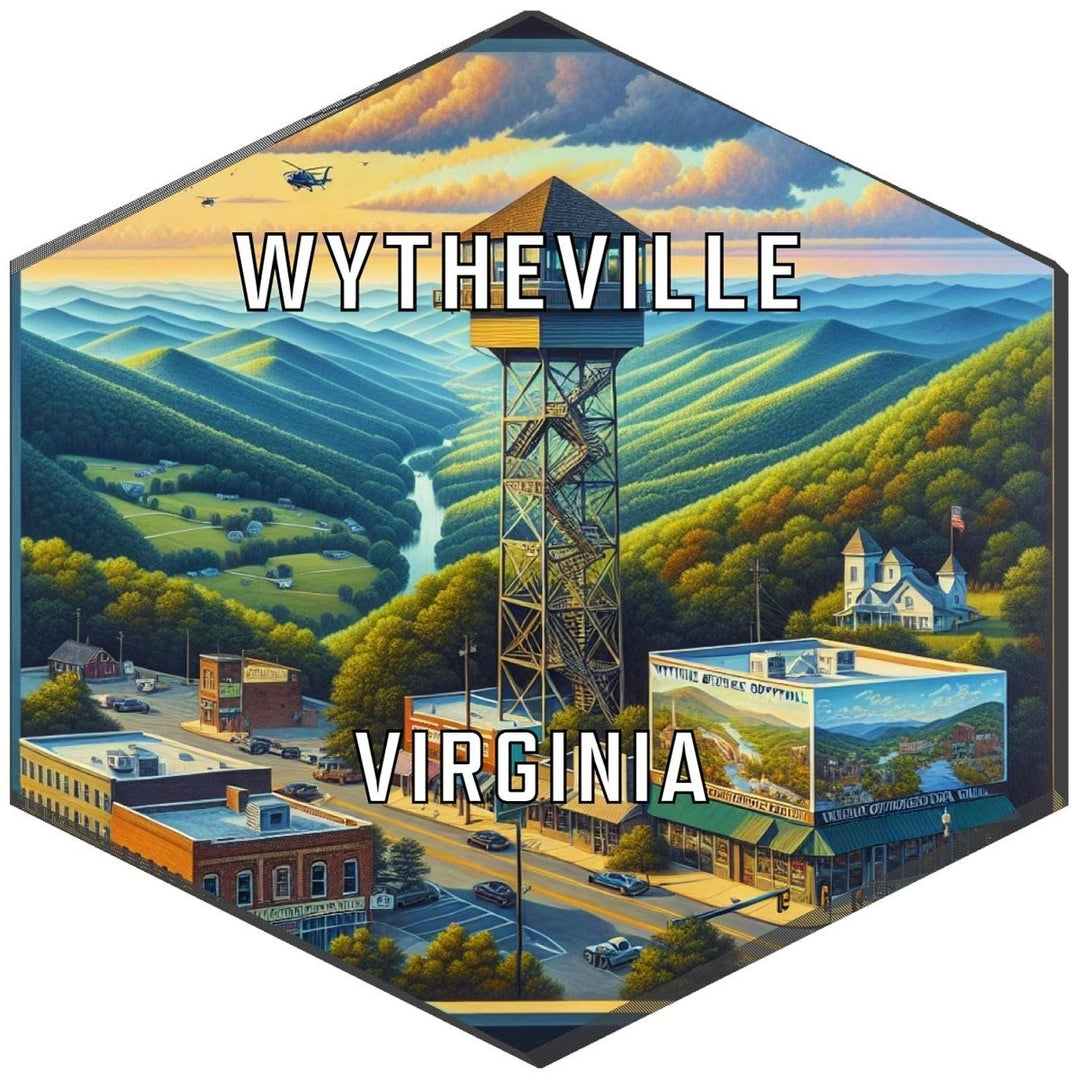 Wytheville Virginia Souvenir Travel Destination Die Cut Hexagon Fridge Magnet Image 1