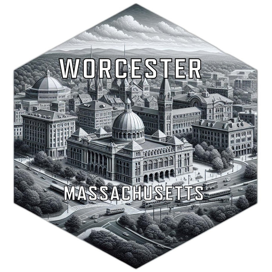 Worcester Massachusetts Souvenir Travel Destination Die Cut Hexagon Fridge Magnet Image 1