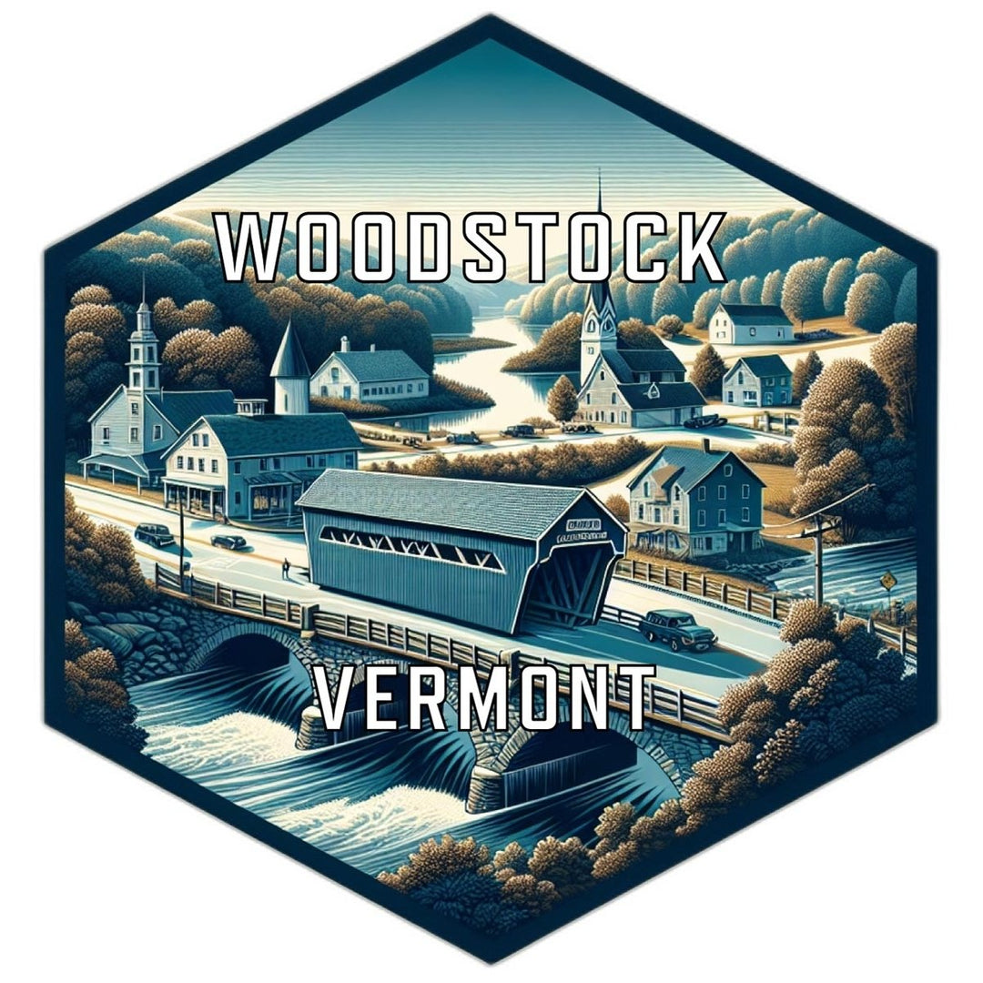 Woodstock Vermont Souvenir Travel Destination Die Cut Hexagon Fridge Magnet Image 1