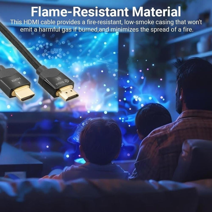 8K HDMI Cable 6.6ft Ultra High-Speed 48Gbps 3-Layer Shielding Braided Gold-Plated Flame-Resistant - Ideal for UHD and Image 6