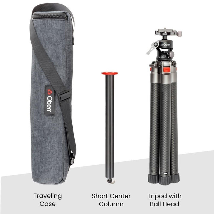 Compact Carbon Fiber Tripod w/ 2-Way Ball Head 13 lb Capacity Adjust Height (5-51.1") 14.5" Folded 5-Section Lightweight Image 3