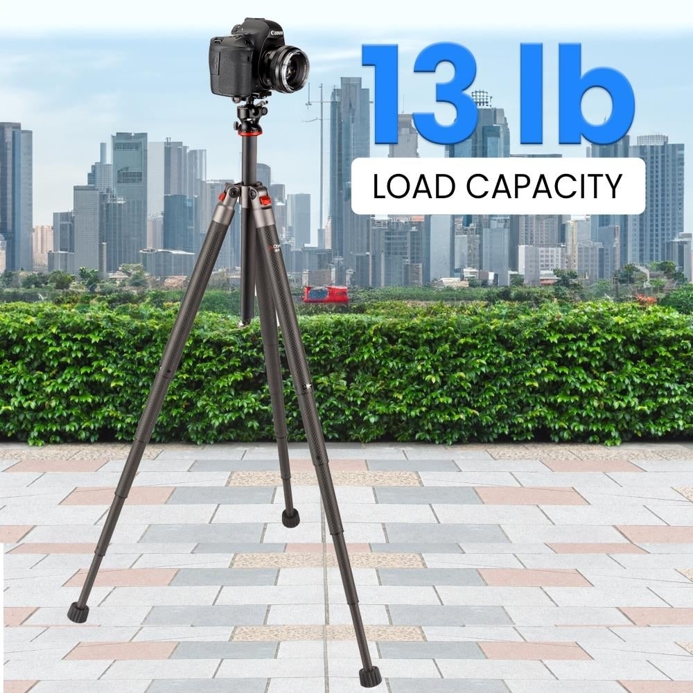 Compact Carbon Fiber Tripod w/ 2-Way Ball Head 13 lb Capacity Adjust Height (5-51.1") 14.5" Folded 5-Section Lightweight Image 6