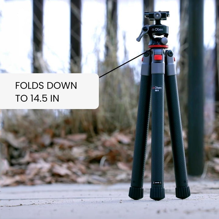 Compact Carbon Fiber Tripod w/ 2-Way Ball Head 13 lb Capacity Adjust Height (5-51.1") 14.5" Folded 5-Section Lightweight Image 8