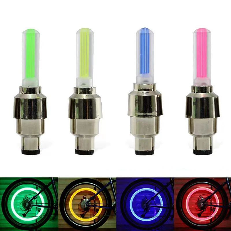 2PCS LED Tire Valve Cap Lights  Bicycle Car Motorcycle Wheel Flashlights Image 1