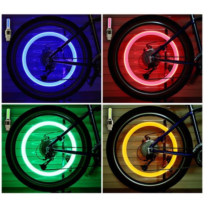 2PCS LED Tire Valve Cap Lights  Bicycle Car Motorcycle Wheel Flashlights Image 4