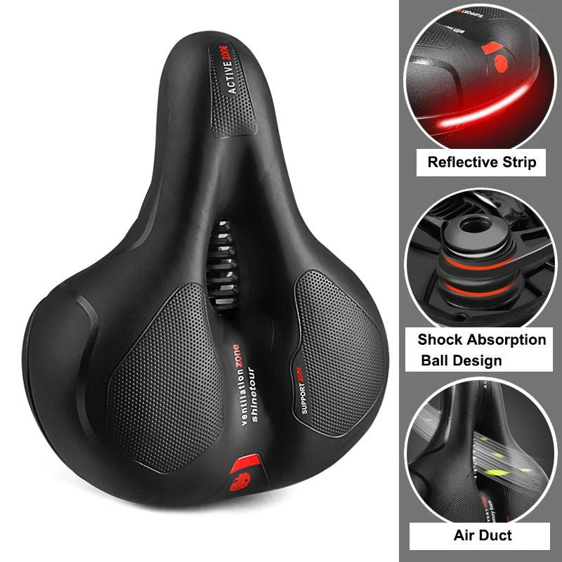 Hollow Breathable Bicycle Saddle with Taillight Comfortable Widened Cushion Image 1