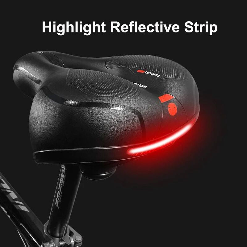 Hollow Breathable Bicycle Saddle with Taillight Comfortable Widened Cushion Image 2