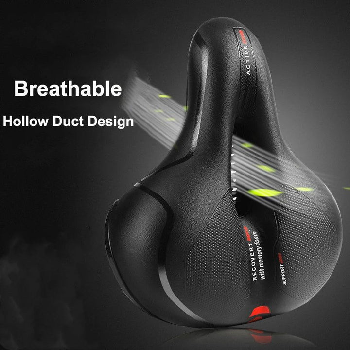 Hollow Breathable Bicycle Saddle with Taillight Comfortable Widened Cushion Image 4