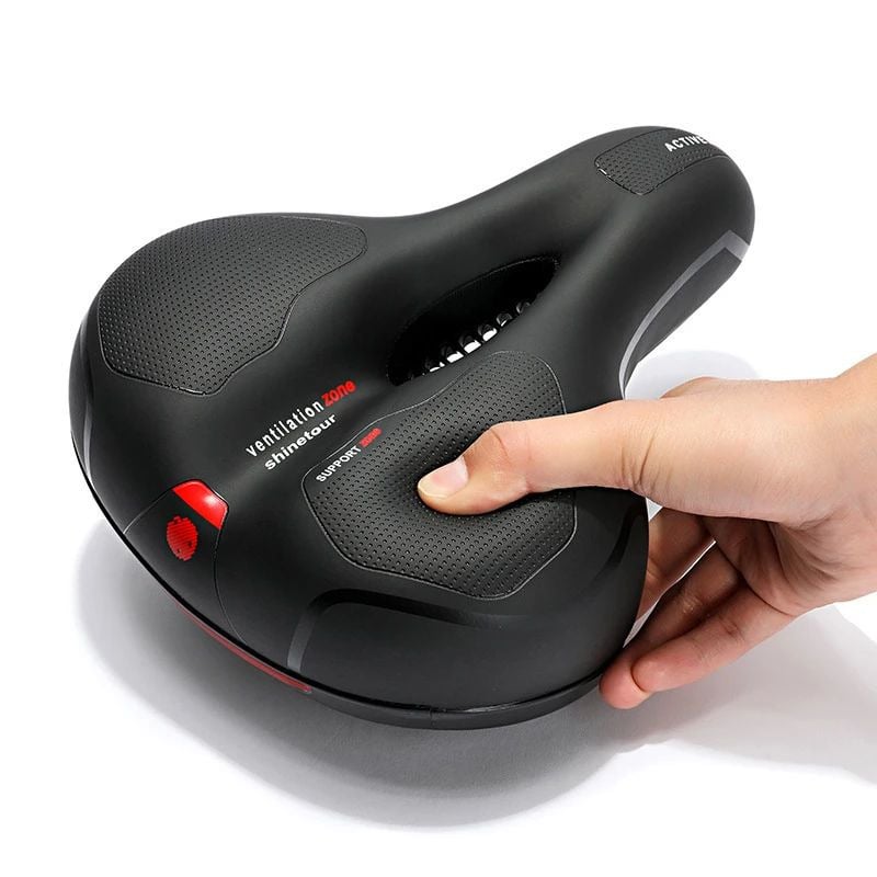 Hollow Breathable Bicycle Saddle with Taillight Comfortable Widened Cushion Image 4