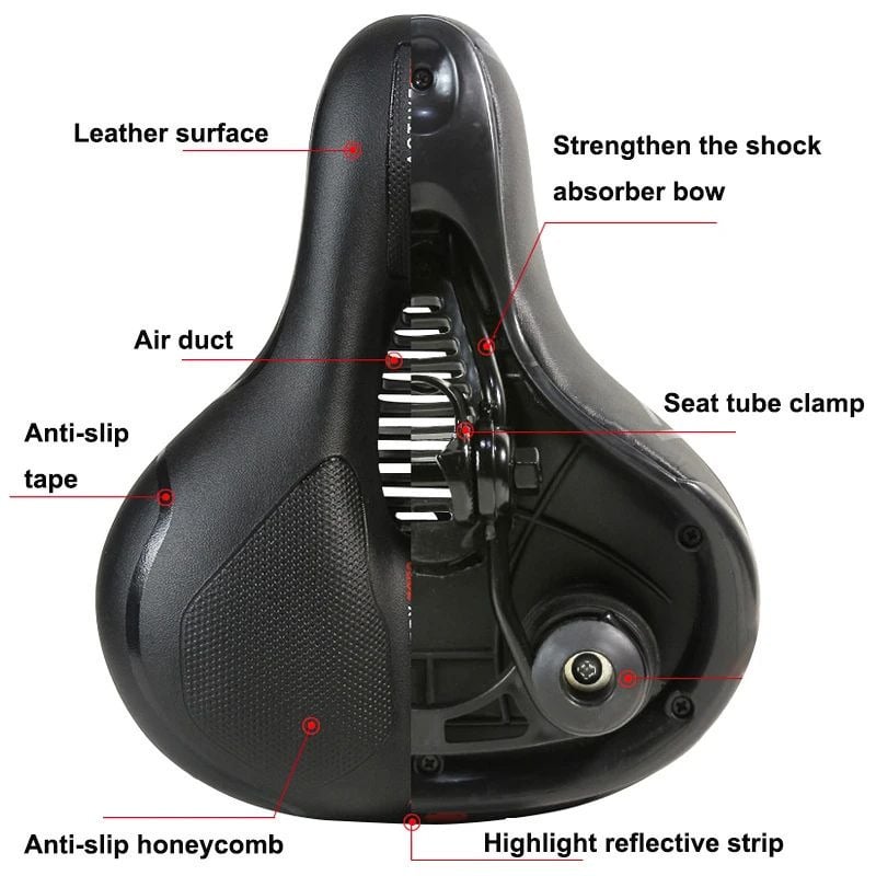 Hollow Breathable Bicycle Saddle with Taillight Comfortable Widened Cushion Image 6