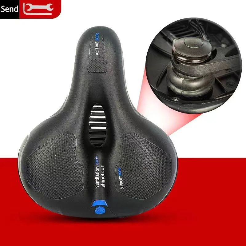 Hollow Breathable Bicycle Saddle with Taillight Comfortable Widened Cushion Image 7