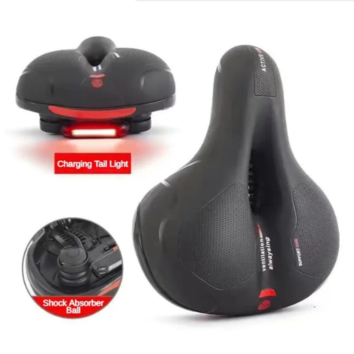 Hollow Breathable Bicycle Saddle with Taillight Comfortable Widened Cushion Image 10