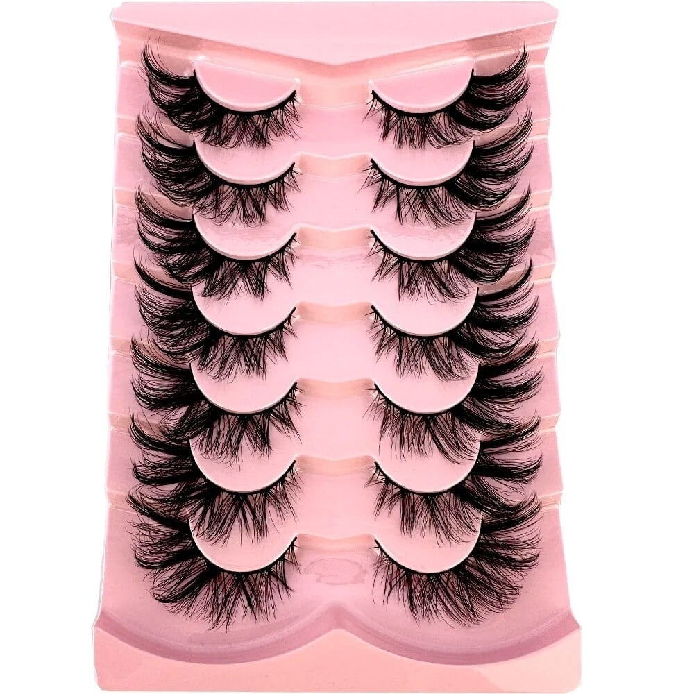 Cat Eye Eyelashes 5D Natural False Lashes Fluffy Soft Cross 7pairs Manga Lashes Wispy Natural Eyelash Extension Makeup Image 4