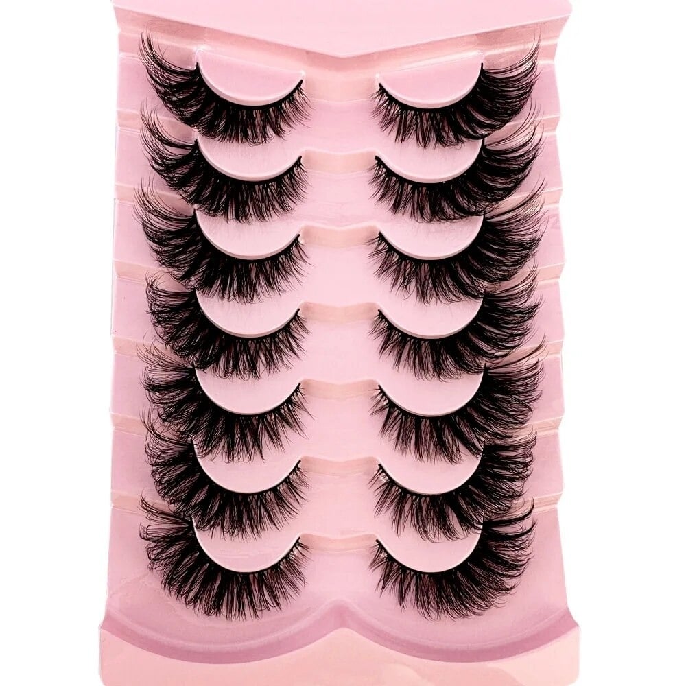 Cat Eye Eyelashes 5D Natural False Lashes Fluffy Soft Cross 7pairs Manga Lashes Wispy Natural Eyelash Extension Makeup Image 4