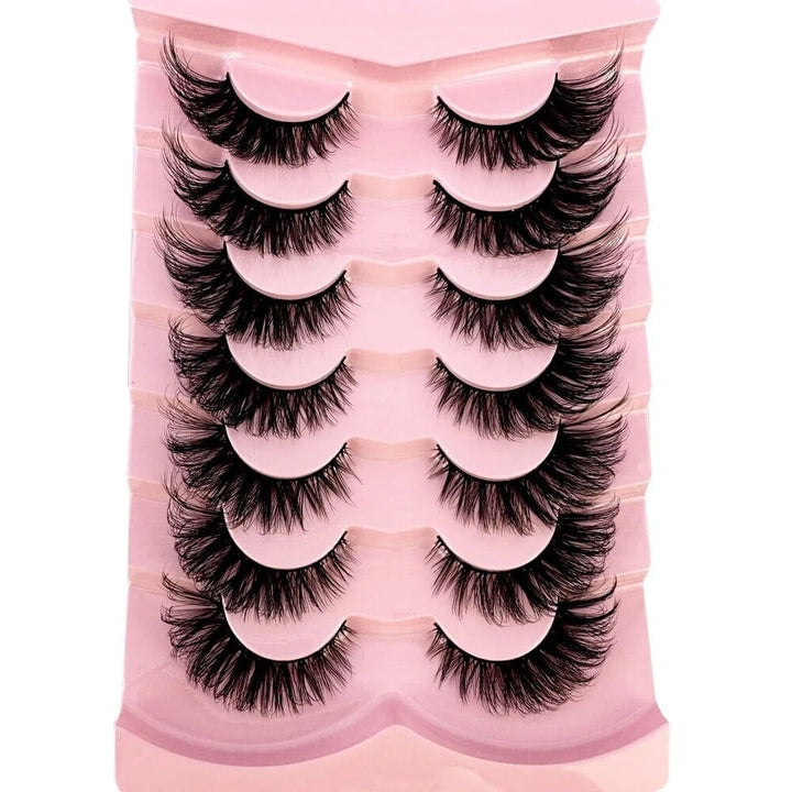 Cat Eye Eyelashes 5D Natural False Lashes Fluffy Soft Cross 7pairs Manga Lashes Wispy Natural Eyelash Extension Makeup Image 4