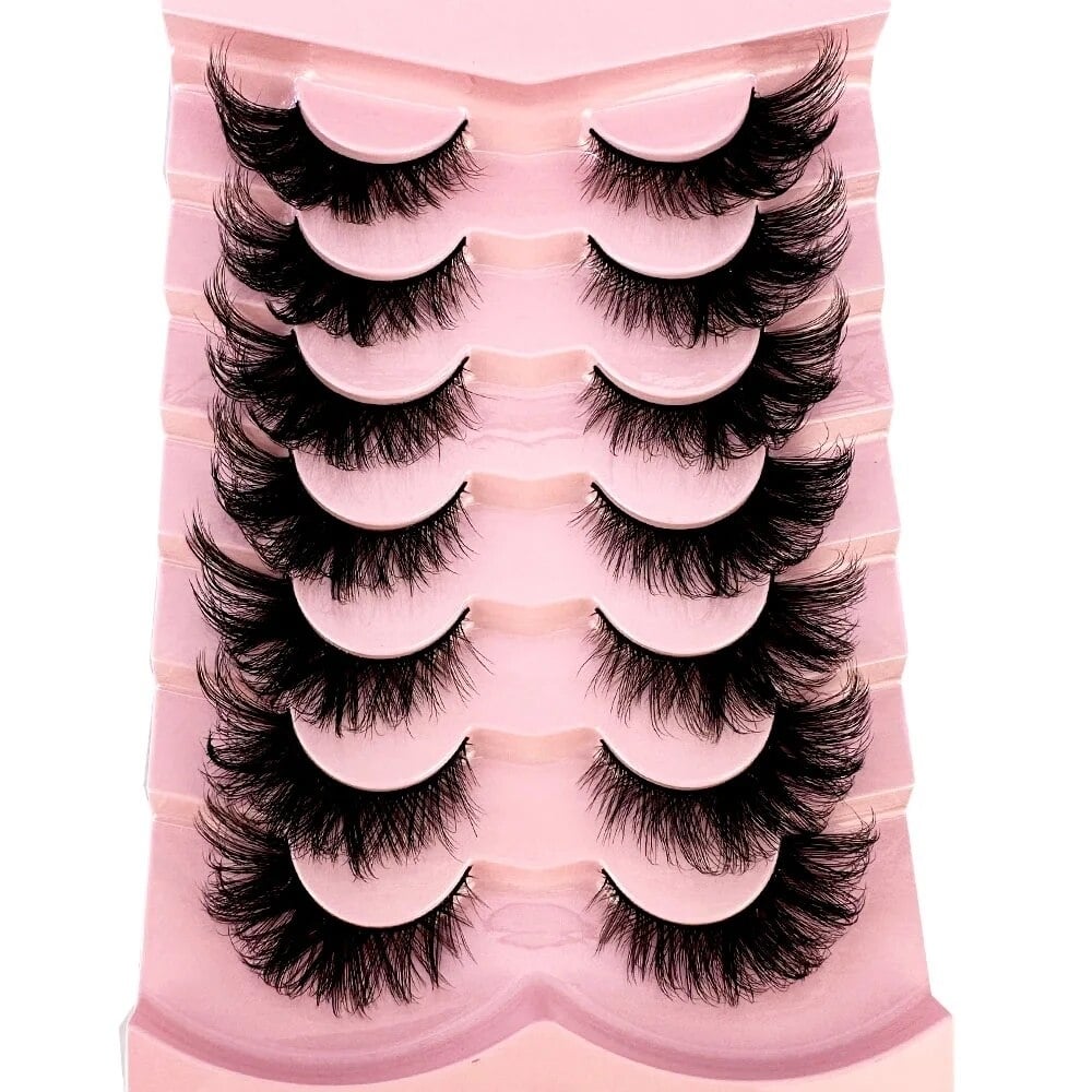 Cat Eye Eyelashes 5D Natural False Lashes Fluffy Soft Cross 7pairs Manga Lashes Wispy Natural Eyelash Extension Makeup Image 6