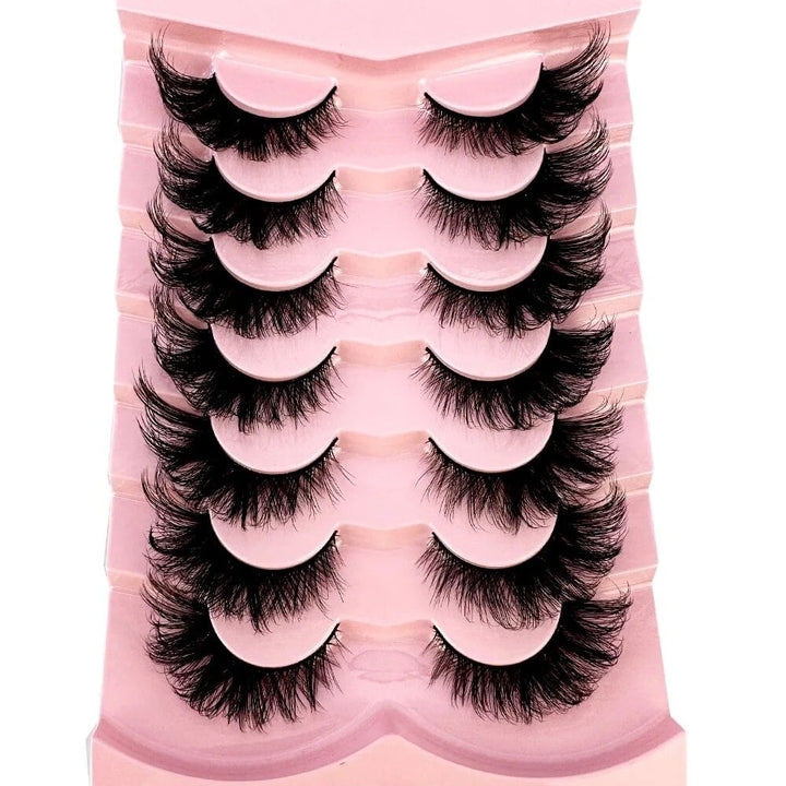 Cat Eye Eyelashes 5D Natural False Lashes Fluffy Soft Cross 7pairs Manga Lashes Wispy Natural Eyelash Extension Makeup Image 1