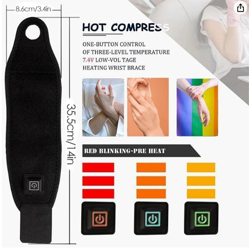 Heating Wrist Protector Sports Protection Breathable Support Sleeve Hand Joint Brace Tool Heat Health Care Device Image 4